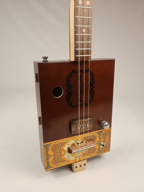 Bronze Cross 3 String Cigar Box Guitar CBG #2510