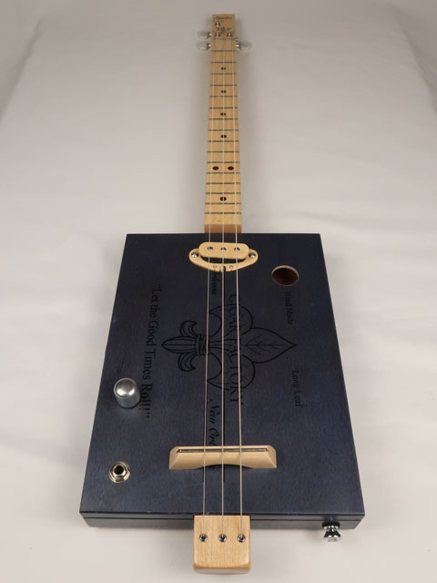 Lefty Blue New Orleans 3 String Cigar Box Guitar CBG #2503