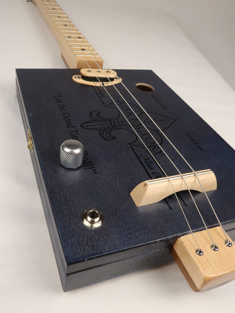 Lefty Blue New Orleans 3 String Cigar Box Guitar CBG #2503