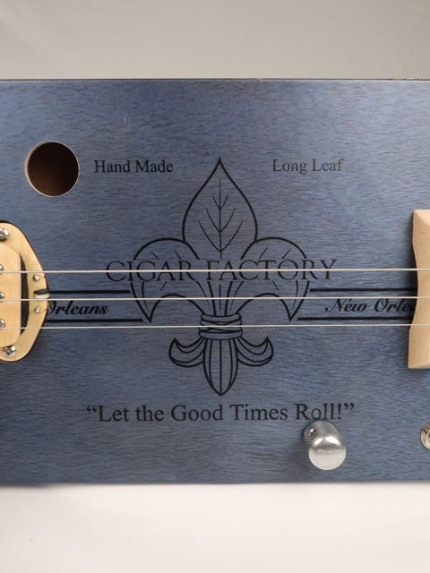 Lefty Blue New Orleans 3 String Cigar Box Guitar CBG #2503