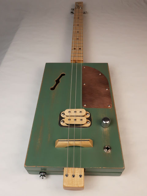 Green 3 String Humbucker Cigar Box Guitar CBG #2602