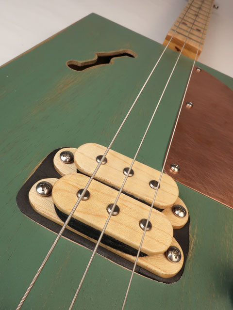 Green 3 String Humbucker Cigar Box Guitar CBG #2602