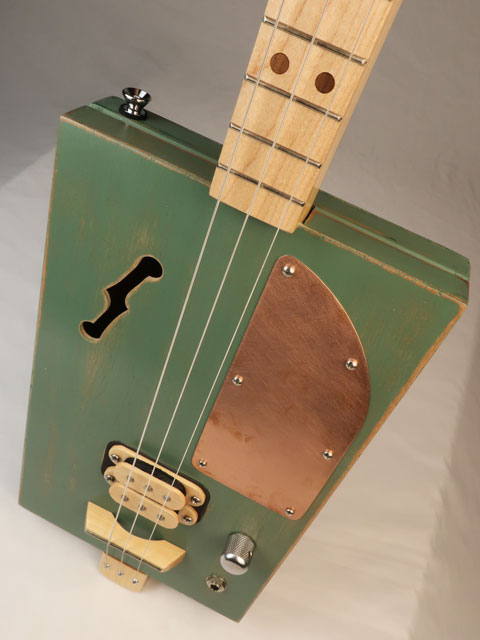Green 3 String Humbucker Cigar Box Guitar CBG #2602