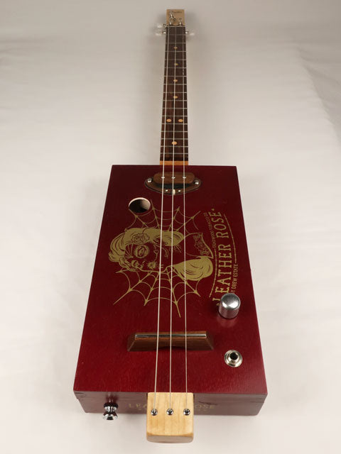 Leather Rose 3 String Cigar Box Guitar CBG #2569