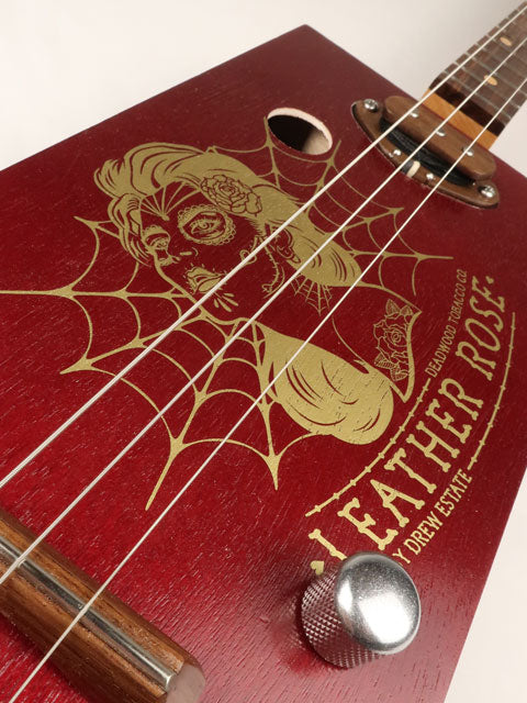 Leather Rose 3 String Cigar Box Guitar CBG #2569