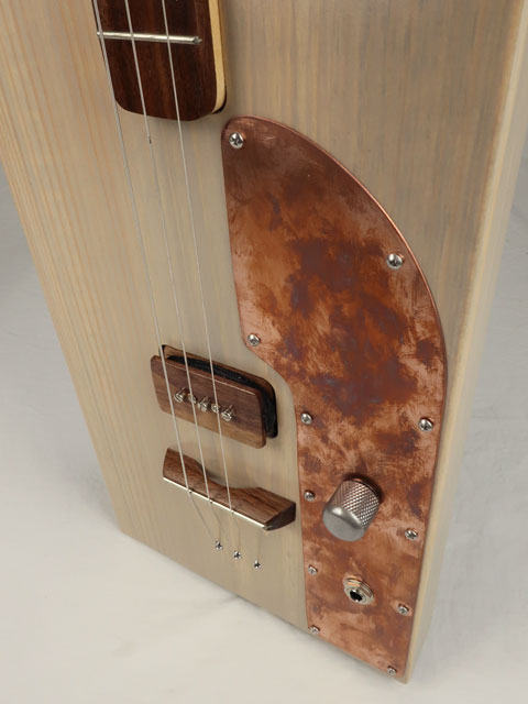 Solid Body 3 String Electric White Pine Guitar #SB-54 and Gig Bag