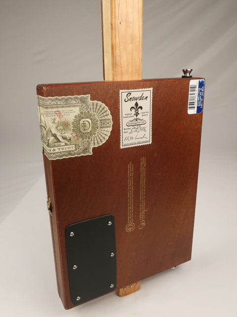 Back view of a stillwell star cigar box guitar. This cigar box guitar is handmade by Mike Snowden.