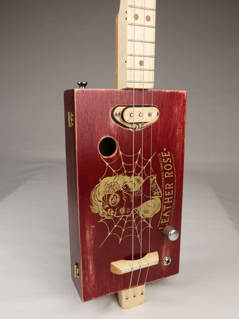 The Old Leather Rose 3 String Cigar Box Guitar CBG #2612