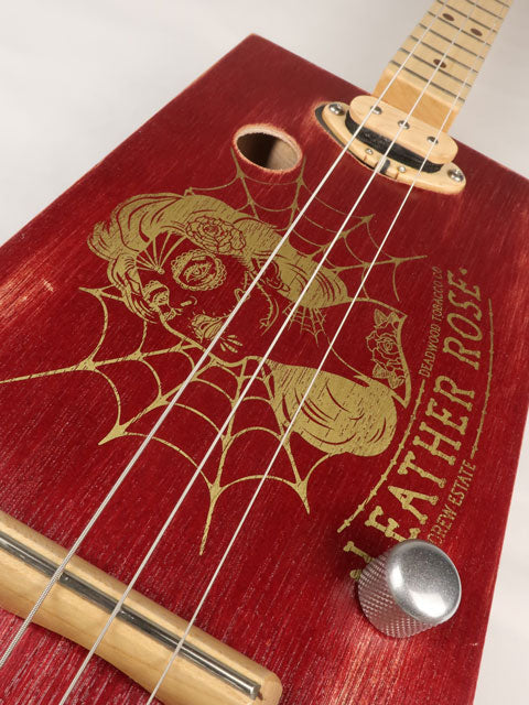 The Old Leather Rose 3 String Cigar Box Guitar CBG #2612