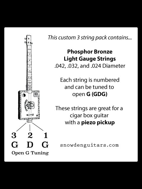 Cigar Box Guitar 3 String Phosphor Bronze Pack